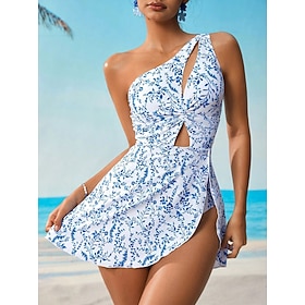 Per donna Costumi da bagno Intero Monokini Vestito da spiaggia Costume da bagno Controllo della Pancia Vita alta Snello Senza schiena Elegante Vacanza Floreale