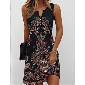 Women's Mini Dress Shift Dress Sundress Summer Dress Off The Shoulder Dress Vacation Casual Boho Daily Holiday Going out Regular Fit Graphic Tribal Sleeveless