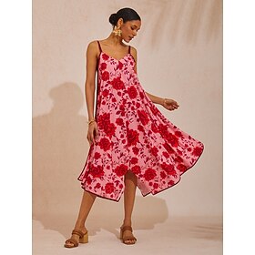 Spring Blooms Airy Cotton Look A-Line Cami Dress