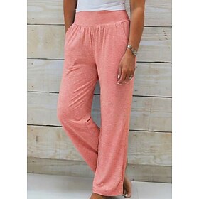 Women's Chinos Pants Trousers Active Simple Casual Full Length Mid Waist Plain Pocket Elastic Waist Breathability Soft Comfortable Micro-elastic Daily Running