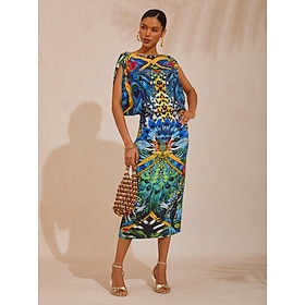 robe longue en satin soyeux style jungle sauvage: retailer-supplied image