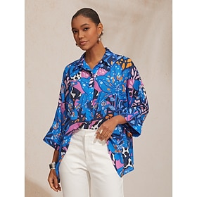 Abstract Azure Silky Satin Dot Shirt: retailer-supplied image