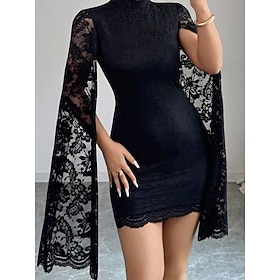 Per donna Abito Lungo Maxi Abito Mini Abito Abito nero Abito in Pizzo Vestito Casual Elegante Moda Moderno Quotidiano Vacanza Uscire Vestibilità regolare Flore