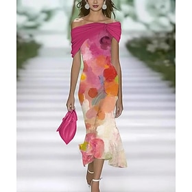 Per donna Abito Midi Tubino Abito a sirena Abito a trapezio Elegante Vacanza Festa Quotidiano All'aperto Ufficio Floreale Grafico Manica Corta Top con
