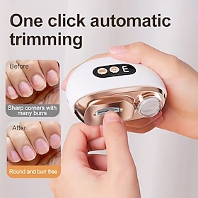 Smart Electric Nail Clipper 2-in-1 Nail Polisher and Trimmer, USB Rechargeable, 500mAh Lithium Polymer Battery, with Anti-Cut, Grinding, and Lighting Functions
