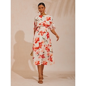 Robe maxi fluide en mousseline à taille cintrée, motif fleurs printanières: retailer-supplied image