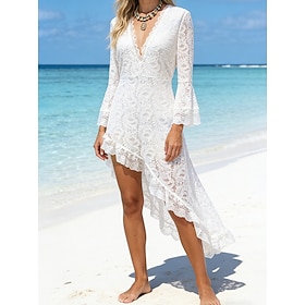 Per donna Abito Lungo Maxi Abito Mini Abito Abito Bianco Abito in Pizzo Abito Boho Vintage Moda Essenziale Quotidiano Vacanza Uscire Vestibilità regolare Flore