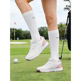 scarpe da golf sportive rosa/bianche da donna: scarpe da ginnastica leggere e di supporto per principianti del golf, sessioni di allenamento, sport estivi all'