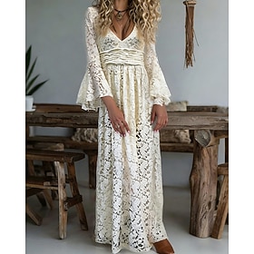 Per donna Abito Lungo Maxi Abito Abito in Pizzo Abito lungo Vestito maxi Abito aderente Elegante Moda Moderno Quotidiano Vacanza Uscire Vestibilità regolare Se