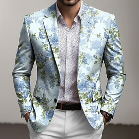 Men's Floral Print Blazer Jacket Coat Fashion Comfortable Breathable Artistic Casual Daily Formal Party Evening Wear 3D Print Buttons Multi Pocket Fall Winter