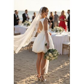 Abito da ballo Linea ad A Corto Mini Abito Bianco Abiti da sposa Abito da sposa Piccoli Abiti Bianchi Senza Maniche Spalline sottili Laurea Compleanno Senza sc