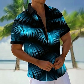 Per uomo Foglia di palma Piante Tropicali Camicia Camicie hawaiane Camicia Aloha Manica Corta Hawaiano Vacanza Ferie Estate Collo ripiegato Stampa 3D 