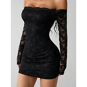 Women's Long Dress Maxi Dress Mini Dress Black Dress Lace Dress Casual Dress Fashion Romantic Modern Daily Vacation Party Regular Fit Plain Long Sleeve Off Sho