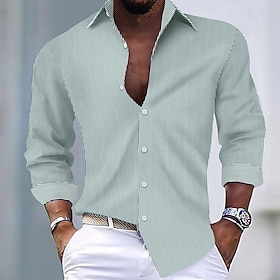 Men's Shirt Dress Shirt Non Iron Shirt Button Up Shirt Striped Daily Business Blue Black Pink Wine Long Sleeve Turndown All Seasons Clothing Apparel