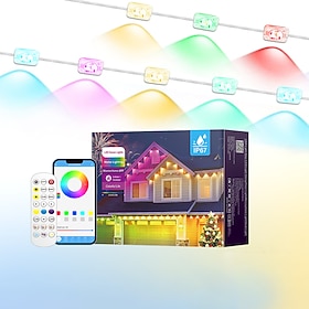 15/30/45M RGBIC LED String Lights, IP67 Waterproof, Bluetooth WiFi Remote Control, Dimmable for Indoor/Outdoor, Holiday, Party, Festival, US Plug, Decorative