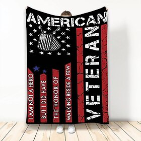 Fleece Throw Blanket for Couch Gift American Flag Veteran Classic 3D Sofa Bed Decorative Warm Blanket Home Decor