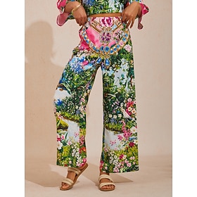 Pink Jungle Party Silky Satin Diamond Pants