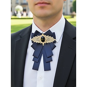 Men's Polyester Bow Tie with Brooch, Available in Multiple Colors, Elegant Style for Weddings and Formal Events
