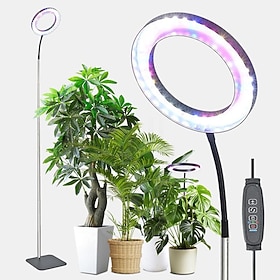 LED Full Spectrum 6-Inch Angel Ring Plant Grow Light, Adjustable Desktop Sunlight for Indoor Plants, Desk or Ground Base Options, Home Garden Supplemental Ligh