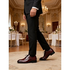 Step Out in Style: Elegant Burgundy Crocodile Dress Shoes