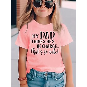 Girls' 3D Graphic Letter T shirt Tee Short Sleeve 3D Print Summer Spring Sports Fashion Streetwear Kids 4-12 Years Crew Neck Casual Daily Outdoor Regular Fit