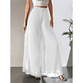 Per donna Gamba larga Chinos Pantaloni Vacanza Streetwear Casual Lunghezza intera Vita Alta Tinta unica Patchwork Fascia Elastica Comodo Traspirabilità Inelast