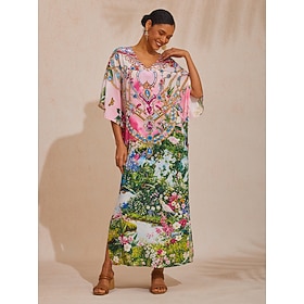 robe longue rose jungle fluide en mousseline à diamants: retailer-supplied image