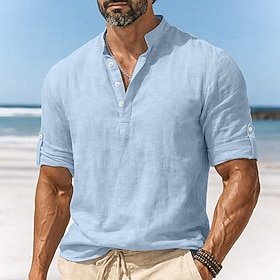 Men's Linen Shirt P… - image