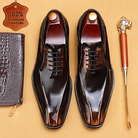 Men's Brown Leather Dress Shoes – Stylish Oxford Shoes for Wedding Guests and Formal Events