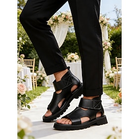 Men's Faux Leather Elegant Wedding Sandals, Comfortable and Stylish Formal Shoes for Weddings, Perfect for Summer Celebrations