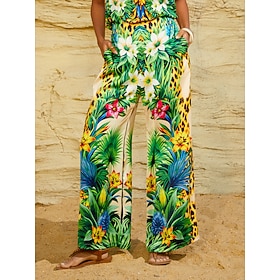 Tropical Temptation Silky Satin Leopard Pants: retailer-supplied image