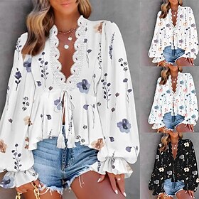 Women's Blouse Lace…