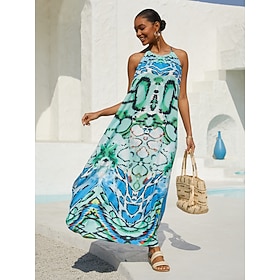 robe longue en satin soyeux inspirée des vacances au pays des merveilles: retailer-supplied image