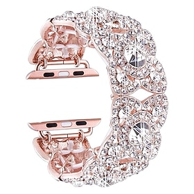 Jewelry Bracelet Compatible with Apple Watch band 38mm 40mm 41mm 42mm 44mm 45mm 49mm Glitter Bling Diamond Stainless Steel Strap Replacement Wristband for iwat