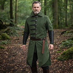 Conjunto Retro Antiguo Medieval Renacimiento Armas y Armaduras Chaleco Cinturón con accesorios Larga Ranger Corte A Disfraz Hombre 4 piezas Víspera de Todos lo