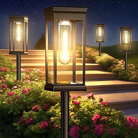 1 Pack Solar Pathway Lights Outdoor, Solar Outdoor Lights, Bright Solar Garden Lights Waterproof, Auto On/Off Outdoor Solar Lights for Yard Landscape Path Lawn