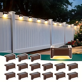 16 Pcs Outdoor Solar Waterproof Wall Lights, Garden Yard Fence, Staircase, Step Lighting, Landscape Lights for Outdoor Decor, Patio, Pathway, Yard, Waterproof