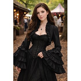 Rococo Renaissance Steampunk Coat Fancy Costume Shirt Ruffle Sleeve Witch Vampire Royal Attire Fancy Dress Women's Fantasy Halloween Carnival Performance LARP