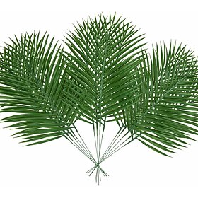 14/42 Pcs Artificial Palm Leaves, 20.4 Outdoor Faux Palm Fronds, Green, Tropical Style, Perfect for Home Decor, Wedding, Birthday Parties
