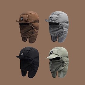 Men's Trapper Hat Black Green polyester fibre Adjustable Warm Sports Outdoors Outdoor Streetwear Cycling Solid Color Thermal Warm Windproof