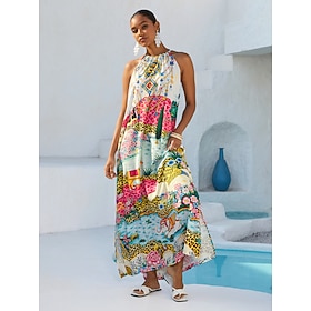 Dream Village Silky Satin Vintage Maxi Dress: retailer-supplied image