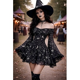 Medieval Steampunk Vestidos Disfraz de lujo Larga Bruja Vampiros Disfraz Mujer Fantasía Víspera de Todos los Santos Carnaval Rendimiento LARP Feria Ren Adulto