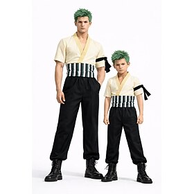 Ocean Adventurer Straw Hat Pirate Three-Sword Style Swordsman Cosplay Costume Outfits Anime Cosplay for Men's Adults' Halloween Carnival Party Performance