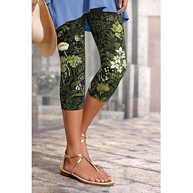 Women's Chinos Leggings Vacation Vintage Streetwear Calf-Length High Waist Floral Graphic Printing Comfort Soft Comfortable Stretchy Daily Outdoor Vacation Blu