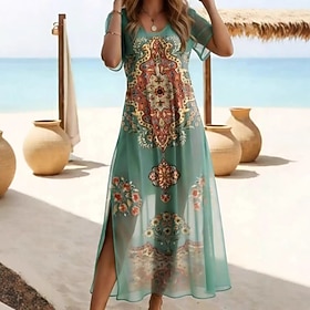 Per donna Costumi da bagno Intero Copricostume Rashguard Costumi da bagno Vestiti Costume da bagno Elegante Vacanza Floreale Grafico Scollo a V Manich