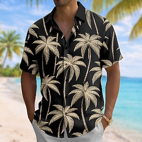 Men's Coconut Tree Tropical Plants Summer Hawaiian Shirt Button Up Shirt Aloha Shirt Short Sleeve Hawaiian Vacation Beach Wear Summer Spring Turndown 3D Print
