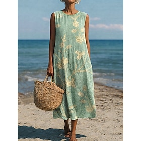 Per donna Abito Midi Abito a Tubino Vestito Estivo Abito a trapezio Vacanza Casual Boho Spiaggia Feste Uscire Vestibilità comoda Floreale Grafico Senz