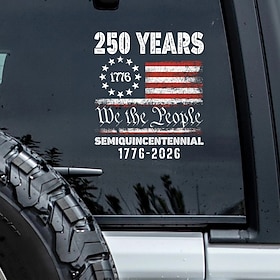 U.S. 250th Anniversary Car Window Decal Sticker, America Patriotic Semiquincentennial 1776-2026 Stickers, USA Independence Flag Decals, Durable Vinyl Stickers