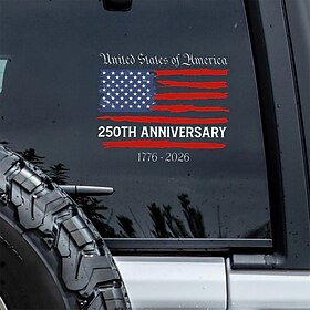 USA 250th Anniversary Car Window Decal Sticker, America Patriotic Semiquincentennial 1776-2026 Stickers, USA Independence Flag Decals, Durable Vinyl Stickers f
