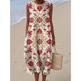 Per donna Abito Midi Vestito Estivo Abito a Tubino Abito a trapezio Vacanza Casual Boho Spiaggia Feste Uscire Vestibilità comoda Floreale Grafico Senz